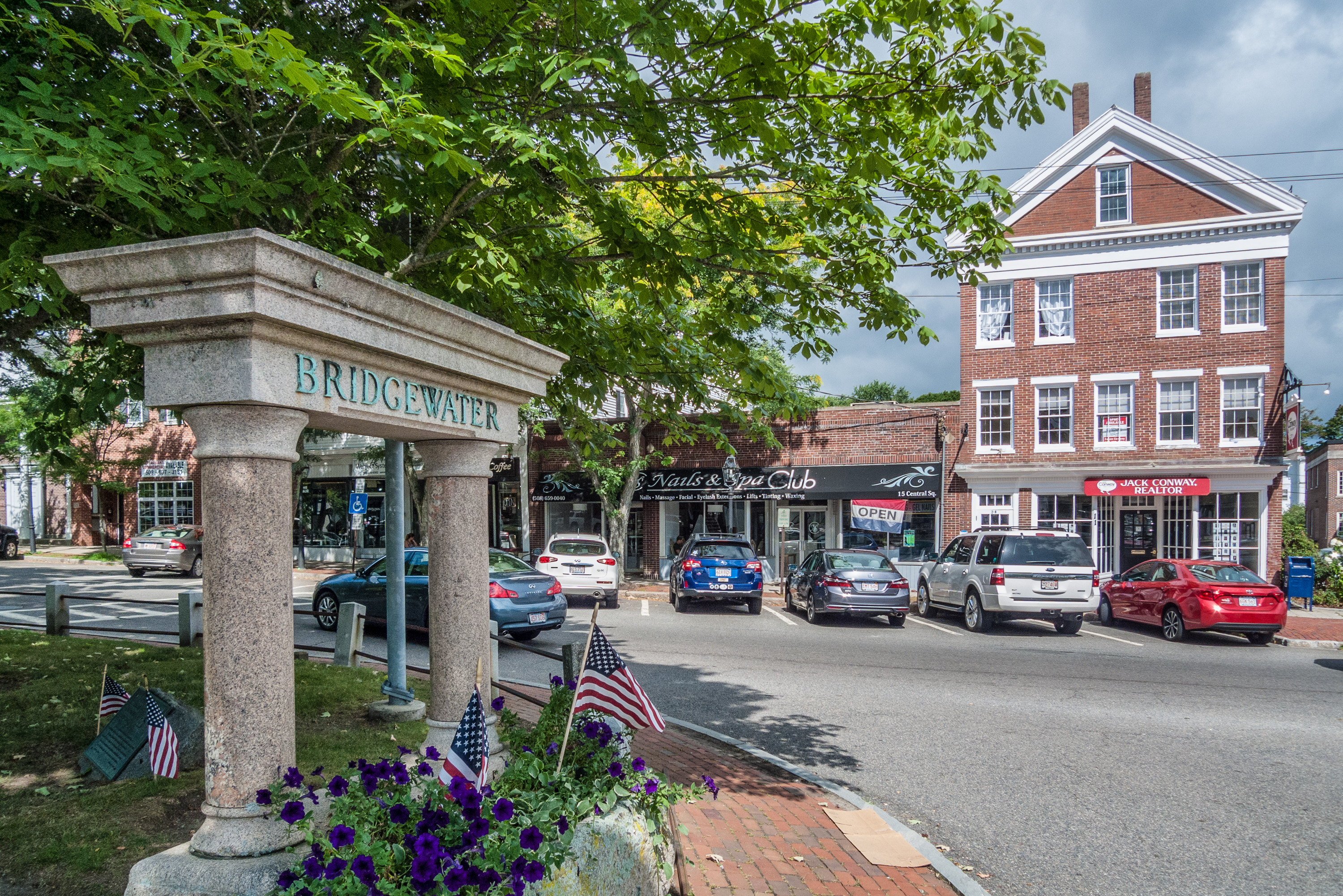 Bridgewater Town Common gazebo and green in Bridgewater Massachusetts