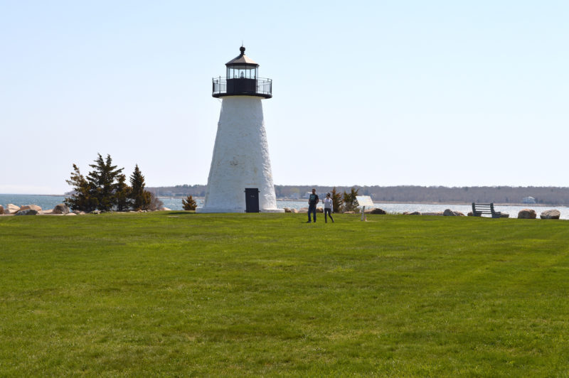 Neds Point Lighthouse and harbor views in Mattapoisett Massachusetts